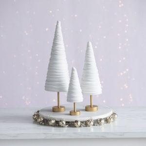 Light Ivory velvet cones pedestal set of 3, wedding centerpieces for tables elegant Mother's day decorations for home, unique shelf accents image 1