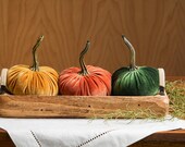 Velvet Pumpkins and Wood Tray Centerpiece Set, modern rustic farmhouse decor, table centerpiece, mantle decor, gift set, best selling items