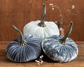 Large Velvet Pumpkins Set of 3, modern rustic wedding decor, farmhouse mantle, glam centerpiece, cozy home decoration, best selling item
