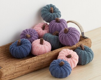 Knit mini pumpkins set of 12, Rustic Home Decor, Bowl Fillers, Shelf Decor Accents, Wedding Decor, Cozy Home, fall tiered tray, farmhouse
