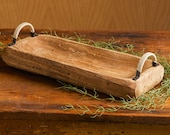 Rustic Wood Tray with Handles, Farmhouse Centerpiece, For Dining Table, Entryway Organizer, Decorative Tray, For Coffee Table, Real Wood