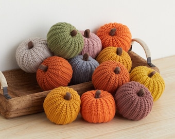 Small knit pumpkins set of 12, autumn mantel decor, fall vibes pumpkin, centerpieces for fall hosting decor, biophilic decor, cozy season