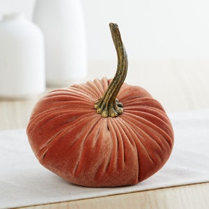 SMALL Velvet Pumpkin, fall centerpiece, modern farmhouse mantel decor, entryway decor, cottage farmhouse decor, best selling items Harvest image 1