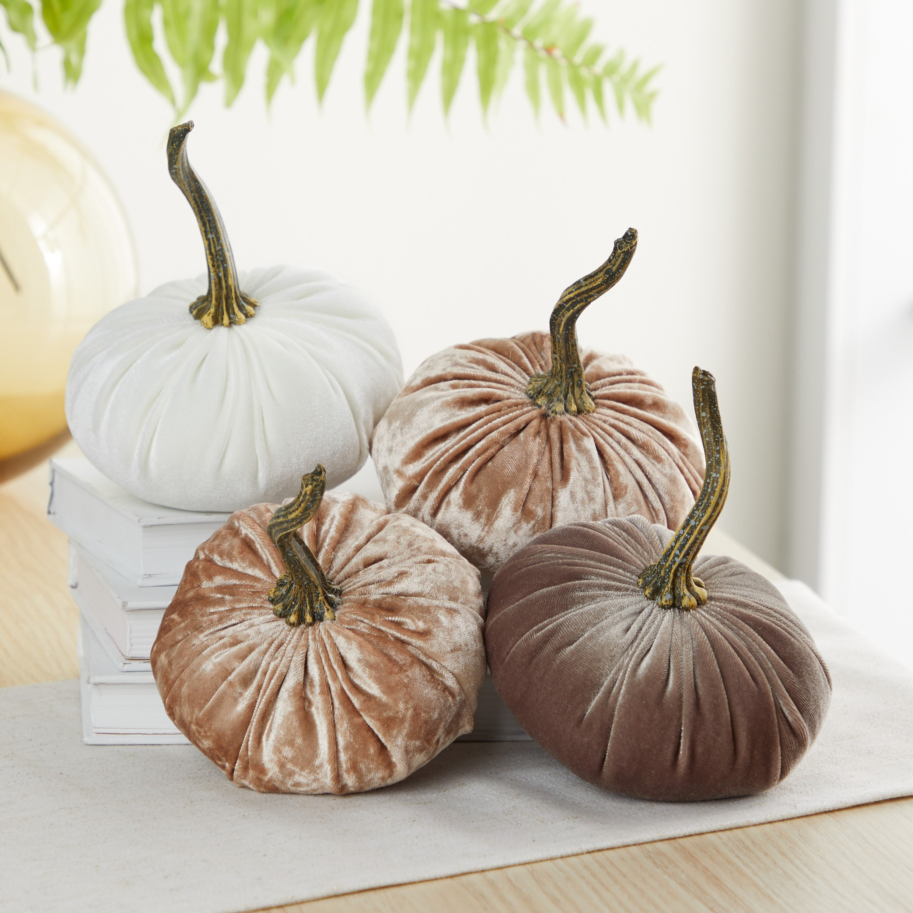 Velvet Pumpkins With Stems