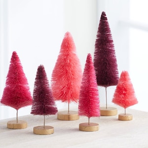 Bottle Brush Trees Set of 6 Pinks Hand-Dyed, Wedding Decor, Glam Centerpiece, Trending Home Decor, Valentines, for Mom