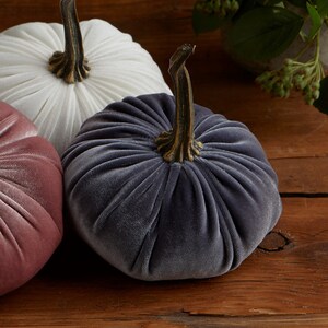 Small Velvet Pumpkin, wedding centerpiece, dessert table decor, home decor trends, barn wedding party favor, best selling item Gray image 7