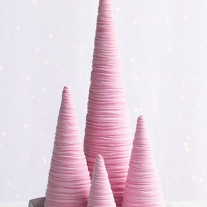 Baby pink velvet cones set of 4, coquette room decor aesthetic accessories for Mom, sweet 16 centerpieces for table, baby girl nursery decor image 4