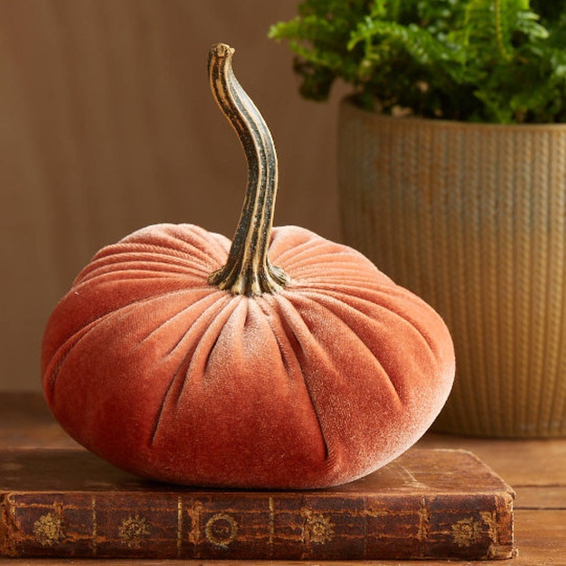 Small Velvet Pumpkins Set of 3 Rustic Home Decor Cozy Decor Etsy