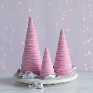 Baby pink velvet cones set of 3, coquette room decor aesthetic room decor for girls, pastel pink home accessories for Mom, Mothers day gift image 8