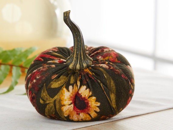 Large Fabric Pumpkin Fall Floral Knit, rustic table decor, table centerpiece, modern farmhouse mantle decor, cozy decor, best selling item