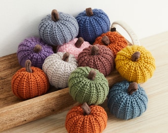 Set of 12 Mini Knit Pumpkins - Rustic Home Decor, Bowl Fillers, Shelf Decor Accents, Fall Wedding Decor, Cozy Home, Garland or Ornaments