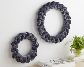 Gray Velvet Wreath, Wall Decor, Front Door Wreath, Spring Summer Door Decor, Cozy Modern Home, Wall Hanging, Wedding Decor