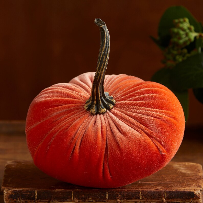 Small Velvet Pumpkins Set of 3 Halloween Decor Fall Home Etsy