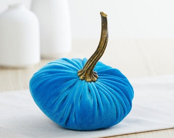 Small Velvet Pumpkin, rustic kitchen decor, modern farmhouse decor, gift for her from daughter, country home decor, best selling item (Aqua)