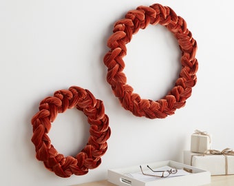 Rust Velvet Wreath, Wall Decor, Front Door Wreath, Spring Summer Door Decor, Cozy Modern Home, Wall Hanging, Wedding Decor