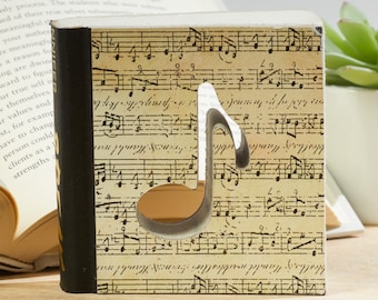 Music notes books shelf decor, musician gifts for him, repurposed books, aesthetic bookshelf decor, music teacher gift, organist gifts, best