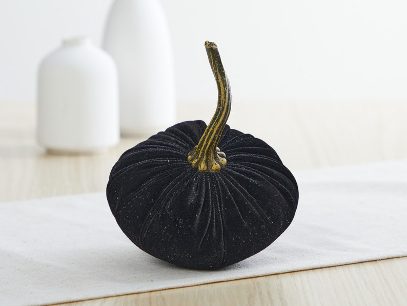 Small Velvet Pumpkins set of 3, barn wedding centerpiece, modern rustic wedding decor, mantle decor, autumn decor, best selling item image 7