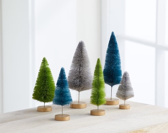 Bottle Brush Trees Set of 6 Neutrals Hand-Dyed, Neutral Home Decor, Wedding Decor, Glam Centerpiece, Trending Home Decor, For the Table