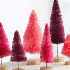 Bottle Brush Trees Set of 6 Pinks Hand-Dyed, Wedding Decor, Glam Centerpiece, Trending Home Decor, Valentines, for Mom image 3