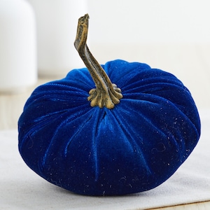 Small Velvet Pumpkin, modern farmhouse decor, cozy rustic decor, rustic gifts, gift for her, country home, best selling item (Royal Blue)