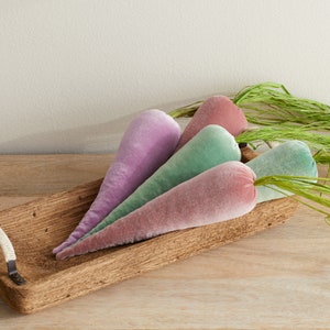Velvet Carrot Set of 5, Pastel Decor, Spring Bowl Fillers, Farmhouse Kitchen Decor, Centerpieces for Dining Table, Blush Wall Hanging image 1