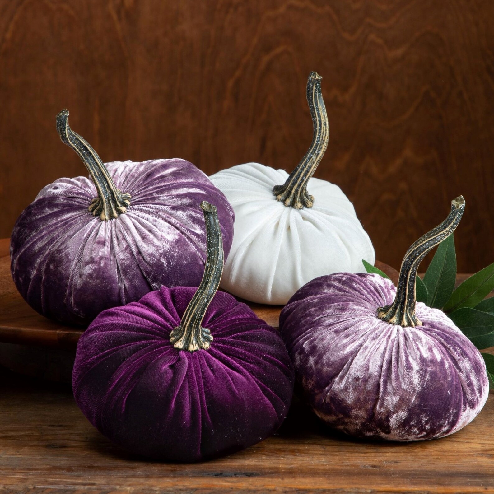 Small Velvet Pumpkins Set of 4 Modern Rustic Wedding Etsy