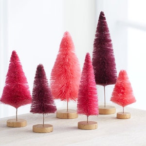 Bottle Brush Trees Set of 6 Pinks Hand-Dyed, Wedding Decor, Glam Centerpiece, Trending Home Decor, Valentines, for Mom image 2