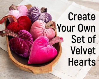 Velvet Hearts, Create Your Own Set of Colors, Handmade Decor, Mother's Day Gift, Gift for Her, Gift for Mom, Wedding Shower Décor, Valentine