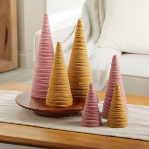 Blush pink velvet cones set of 3, coquette room decor aesthetic shelf decor for nursery, cute home accessories for Mom, Mother's day gifts image 2