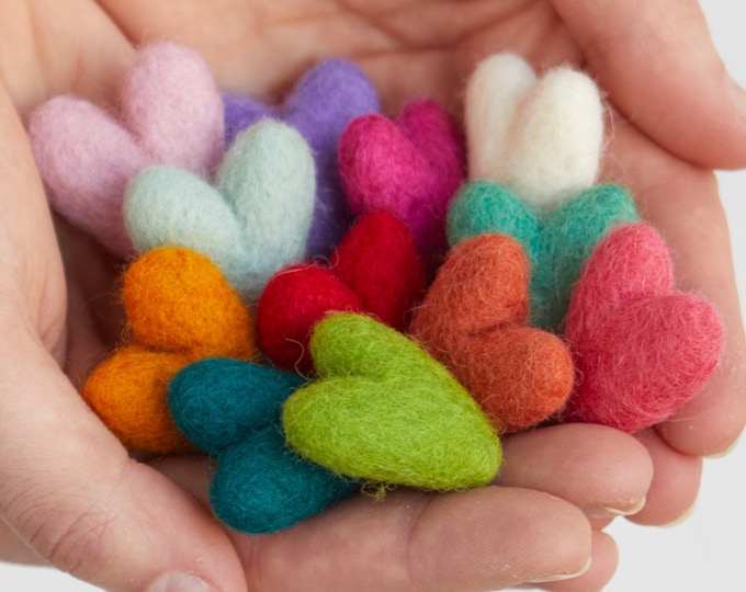 Felt Wool Heart Set of 12 – Handcrafted Mini Hearts, Bowl Filler, Garland Supplies, Spring Basket, Craft Project, Mother's Day