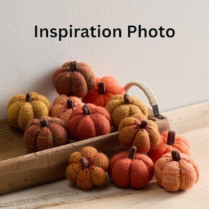 Calabazas de punto, decoración suave de otoño, juego de 3, regalo de estilo otoñal, rellenos para cuencos en tonos cálidos hechos a mano, regalo para anfitriones de otoño, decoraciones acogedoras imagen 7