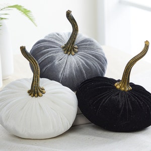 Small Velvet Pumpkins set of 3, barn wedding centerpiece, modern rustic wedding decor, mantle decor, autumn decor, best selling item image 8