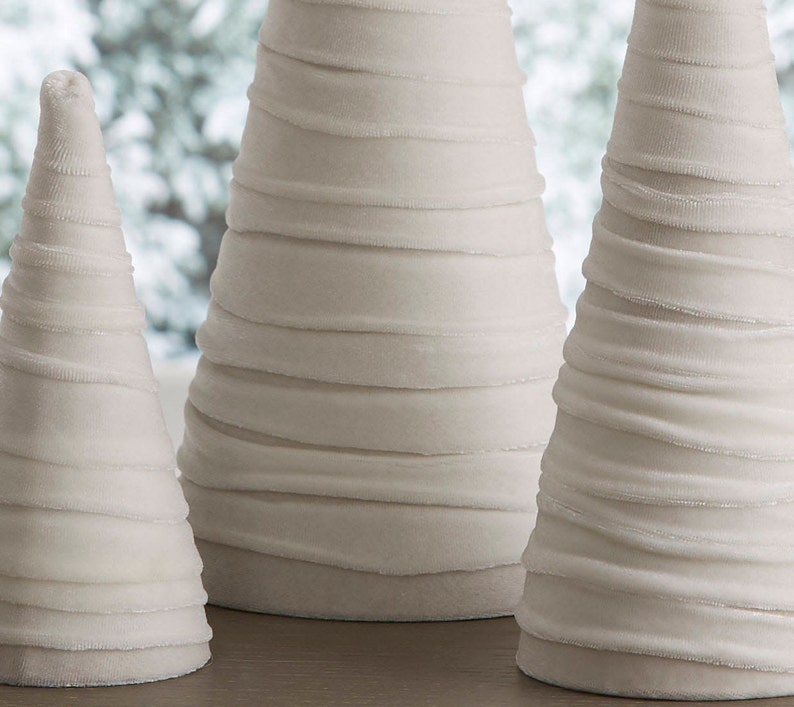 shabby chic mantle decor Velvet Trees Set of 3 Winter White Fall wedding centerpiece modern rustic wedding decor best selling item