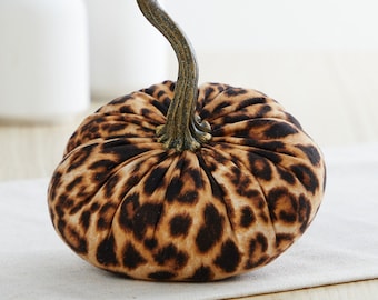 Leopard print small pumpkins, safari nursery décor, cheetah bowl fillers black gold animal print décor, aesthetic bookshelf (Leopard Print)