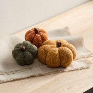 Calabazas de punto, decoración suave de otoño, juego de 3, regalo de estilo otoñal, rellenos para cuencos en tonos cálidos hechos a mano, regalo para anfitriones de otoño, decoraciones acogedoras imagen 3