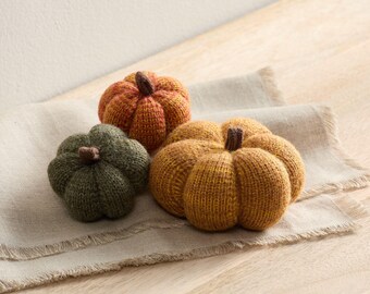 Herbst Dekoration Stricken Kürbis, 3 Stück Herbstdeko Künstliche