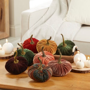 SMALL Velvet Pumpkins set of 3, trending home decor, modern rustic wedding decor, Thanksgiving decor, autumn tablescape, best selling items image 6