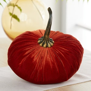 Extra Large Velvet Pumpkin Rust, fall wedding centerpiece, autumn mantel decor, Thanksgiving orange pumpkin decor, luxury velvet, farmhouse
