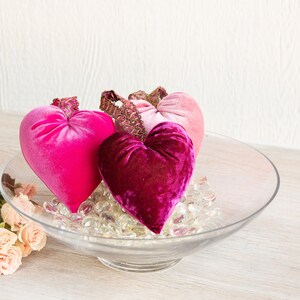 Velvet Heart Decor Set of 3, Pink Heart Tiered Tray, Berry Heart Nursery Wall Hanging, Mother's Day, Wedding Bowl Filler, Valentine image 4