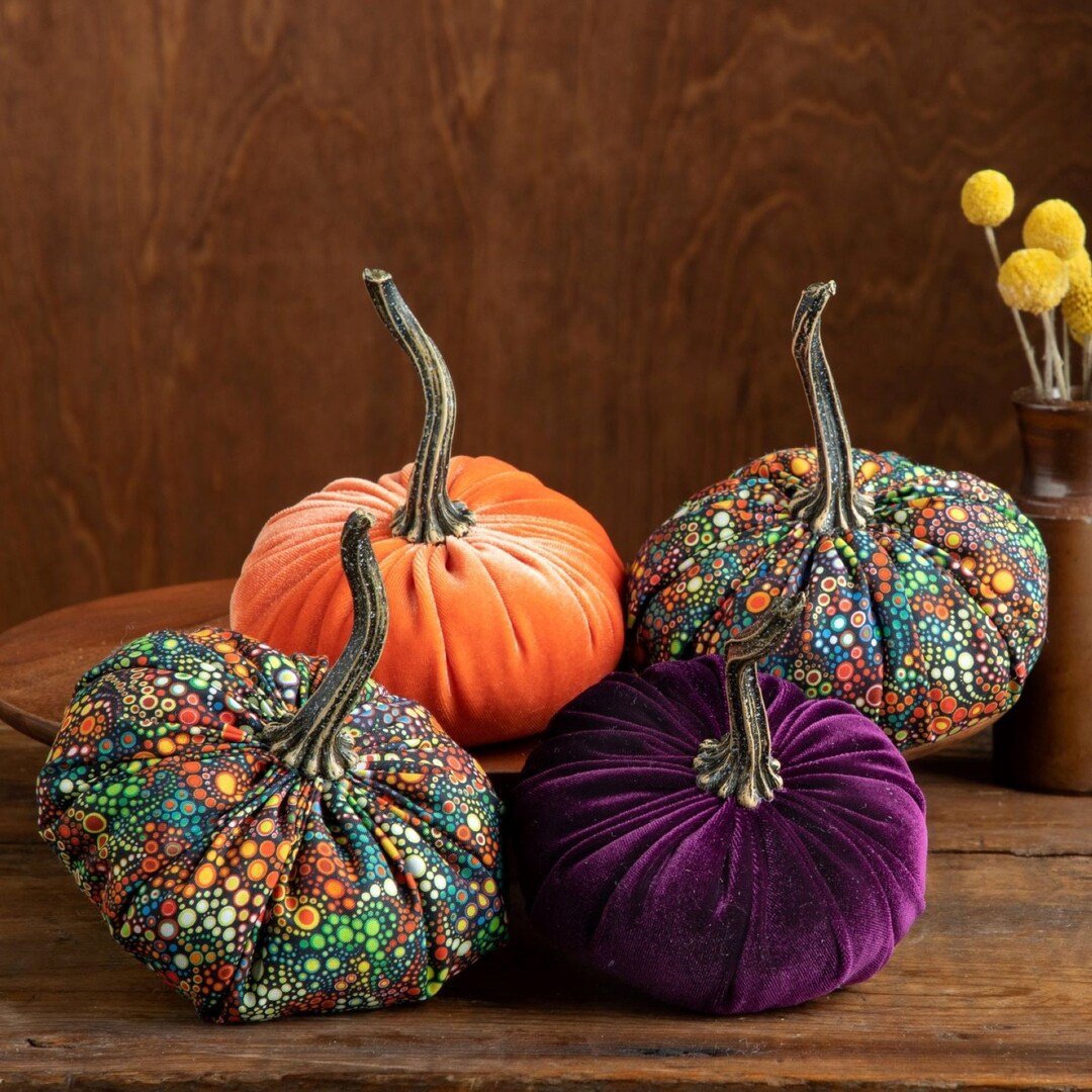 SMALL Decorative Pumpkins Set of 4, Eclectic Home Decor, Purple Pumpkin