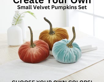 Small Velvet Pumpkins Create Your Own Set, Fall decoration, gift for birthday, centerpiece, rustic wedding decor, hostess gifts, best seller