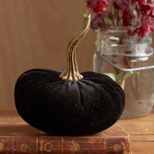 Small Velvet Pumpkins Set of 4 Modern Rustic Decor Farmhouse Etsy