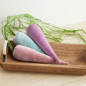 Velvet Carrot Set of 5, Pastel Decor, Spring Bowl Fillers, Farmhouse Kitchen Decor, Centerpieces for Dining Table, Blush Wall Hanging image 4