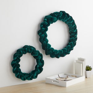 Emerald Green Velvet Wreath for Inside, Modern Decor, Jewel Tone Wall Decor, Apartment Door Decor, New Home Gifts for Friend