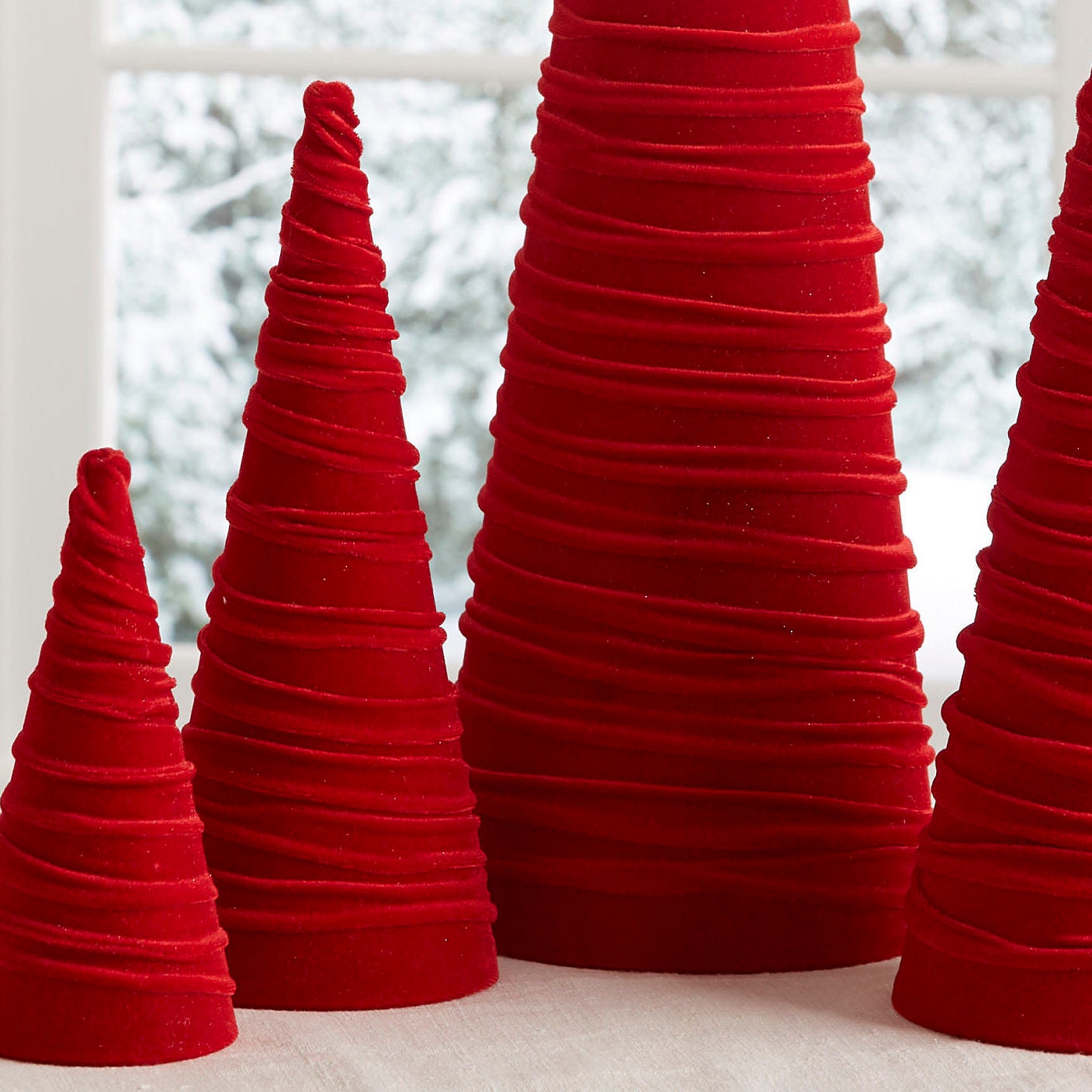 Red Velvet Trees Set of 4, Luxurious Handmade Tree Decor, Valentine's ...