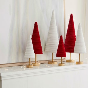 Light Ivory velvet cones pedestal set of 3, wedding centerpieces for tables elegant Mother's day decorations for home, unique shelf accents image 4