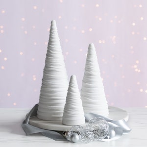 Light Ivory velvet cones set of 3, wedding centerpieces for tables elegant Valentines decorations for home, unique shelf accents, best