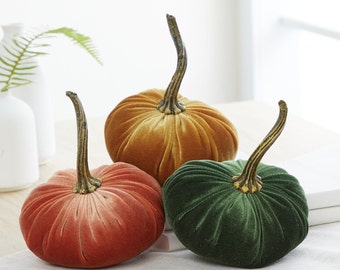 SMALL Velvet Pumpkins set of 3, trending home decor, modern rustic wedding decor, Thanksgiving decor, autumn tablescape, best selling items