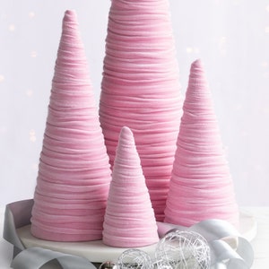 Baby pink velvet cones set of 4, coquette room decor aesthetic accessories for Mom, sweet 16 centerpieces for table, baby girl nursery decor image 5