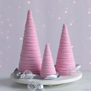 Baby pink velvet cones set of 3, coquette room decor aesthetic room decor for girls, pastel pink home accessories for Mom, Mothers day gift image 3